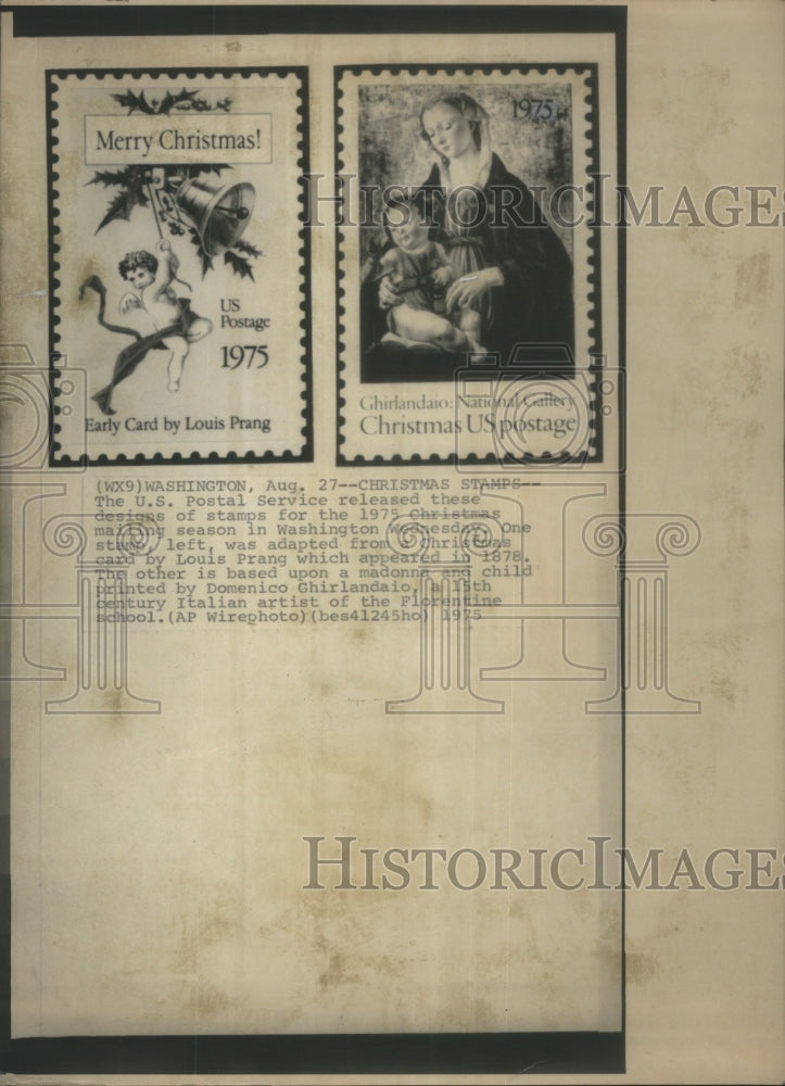 1975 Press Photo Christmas Postage Stamps Louis Prang - RRU70799-Historic Images