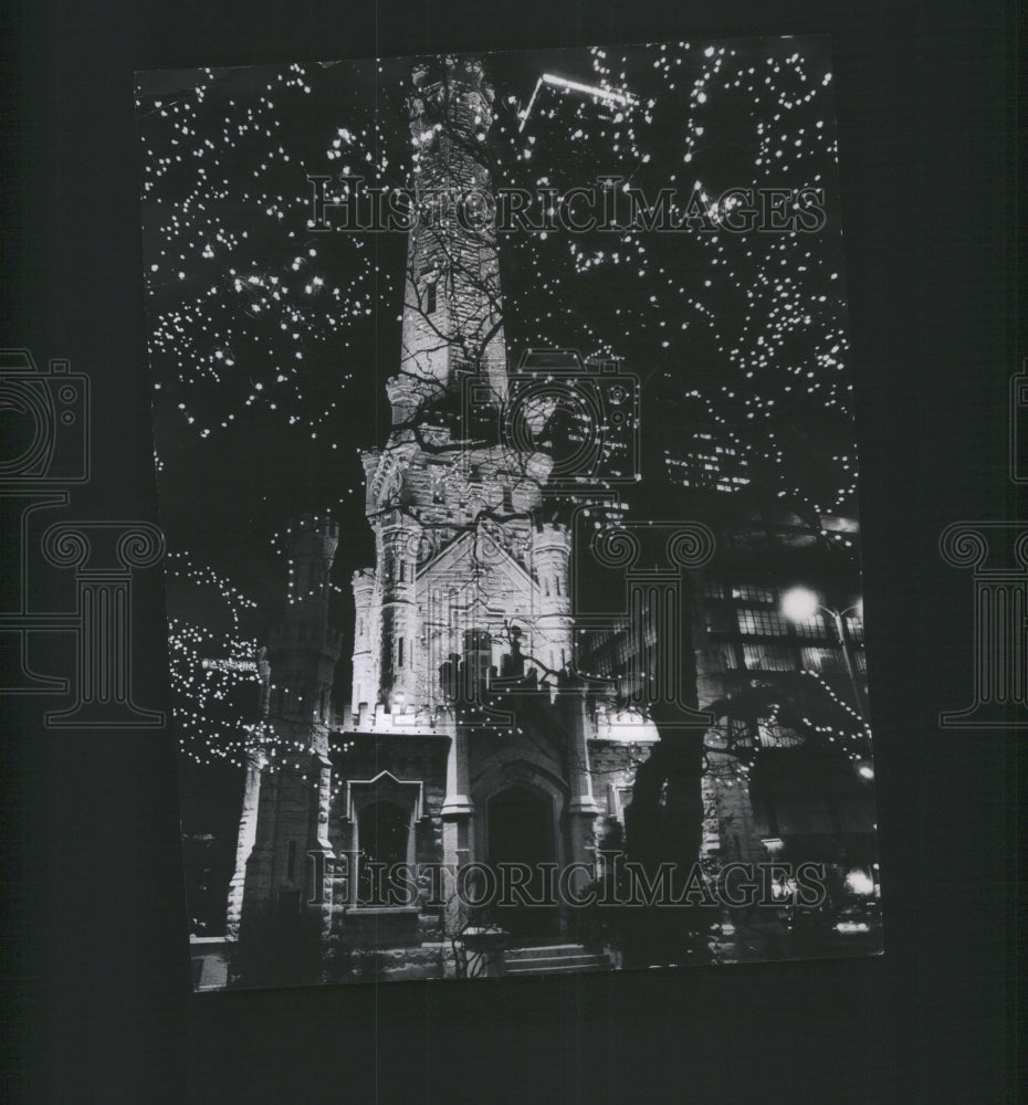 1974  Christmas Water Tower Square Lights - Historic Images