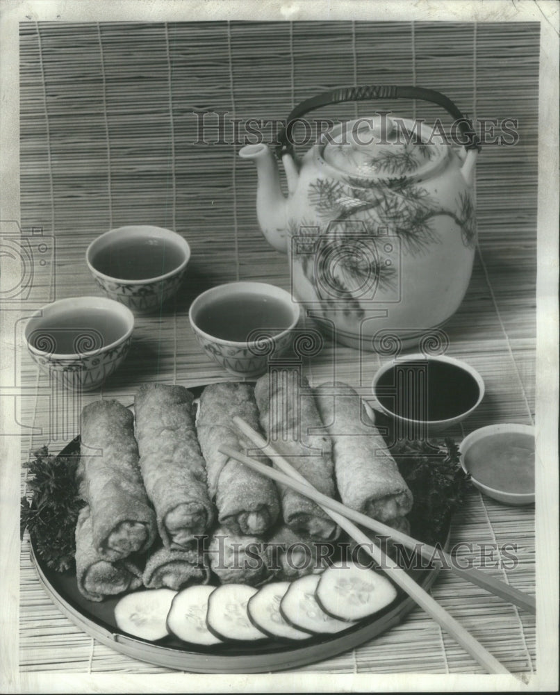 1969 Press Photo Fishy Egg Rolls Salmon Tasty Food Well - RRU71059 - Historic Images