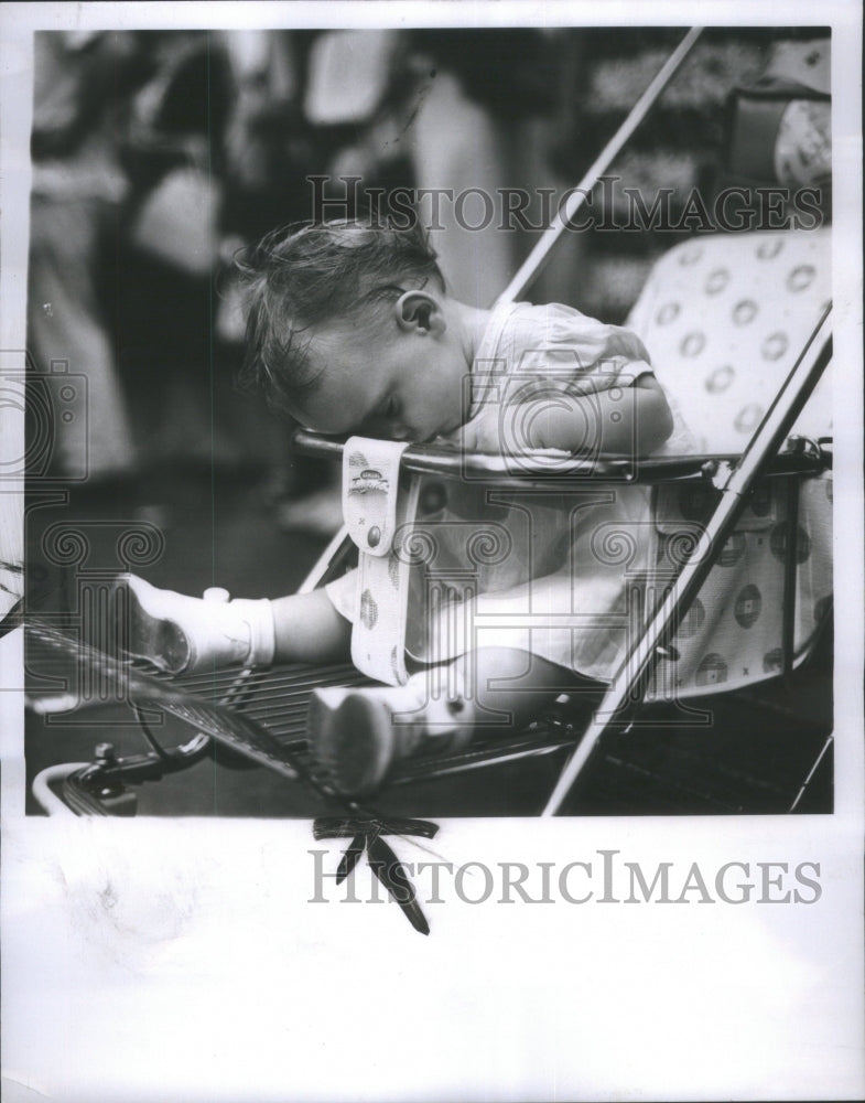 1960 karen Muse 10months takes nap stroller-Historic Images