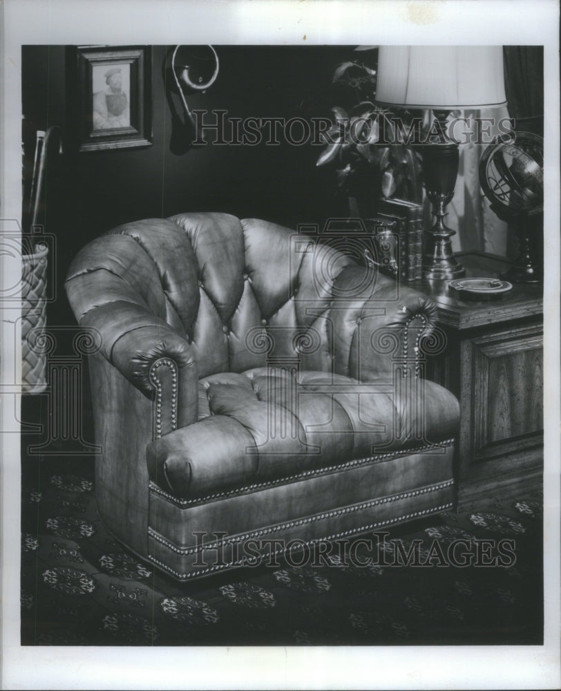 1975 Cigarette Table Wing Chair Hickory - Historic Images