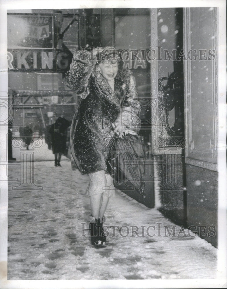 1961 Pedestrain slogs blowing snow La Salle - Historic Images