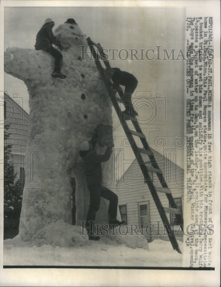 1962 Snowman Bunyan Wollfe Brother Yard Wet-Historic Images