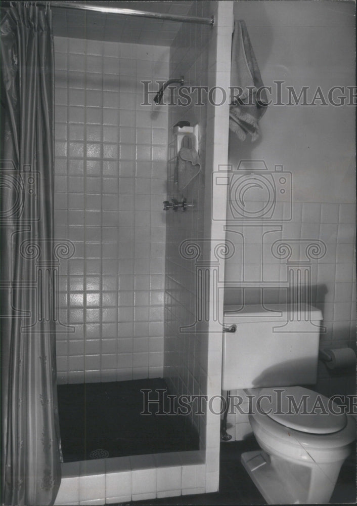 1966 Press Photo Shower Bath E Z Set ceramic tile flush - RRU72001 - Historic Images