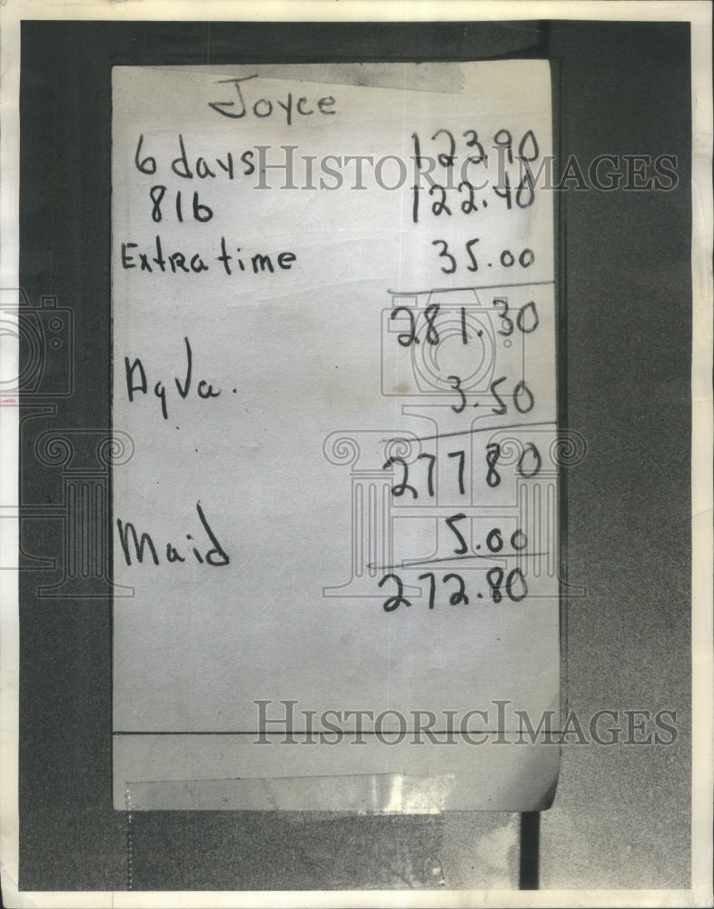 1964 Joyce Individual Record Weekly Work-Historic Images