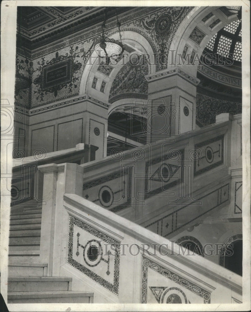 1972 Press Photo Chicago Public Library Grand Staircase - Historic Images