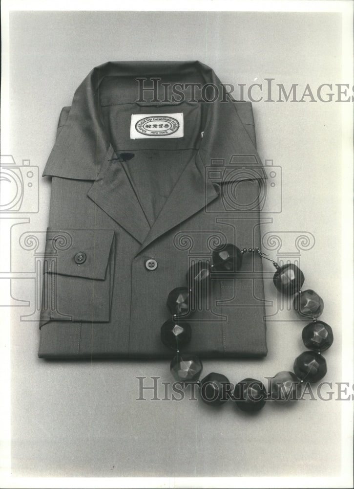 1981 Khaki Cotton Shirt Plastic Baubles - Historic Images