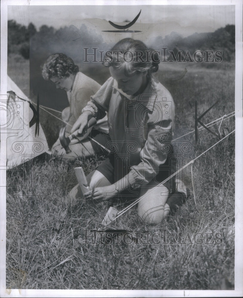 1956 Press Photo Girl Scouts in Michigan - Historic Images