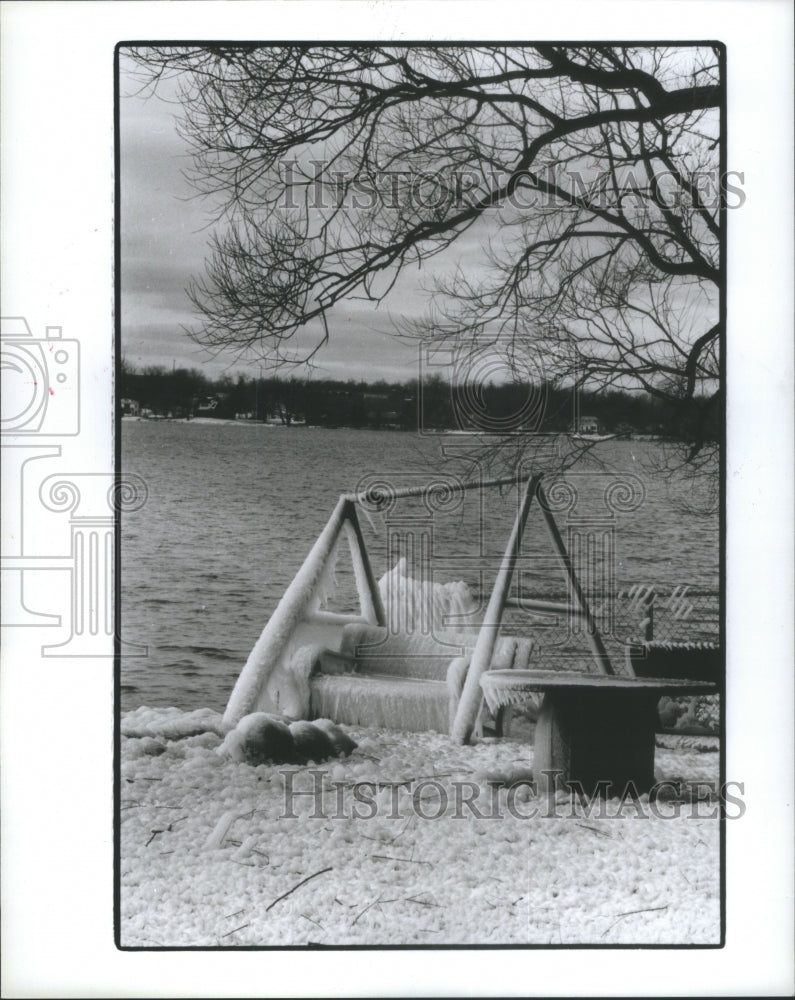 1985 Ice Covered Lawn Furniture Walled Lake-Historic Images