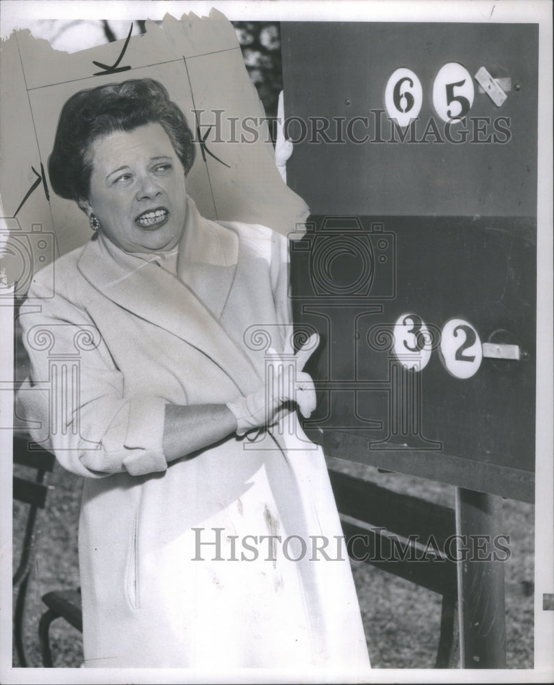 1957, Mrs. William Hood, Shuffleboard Club - RRU75883 - Historic Images