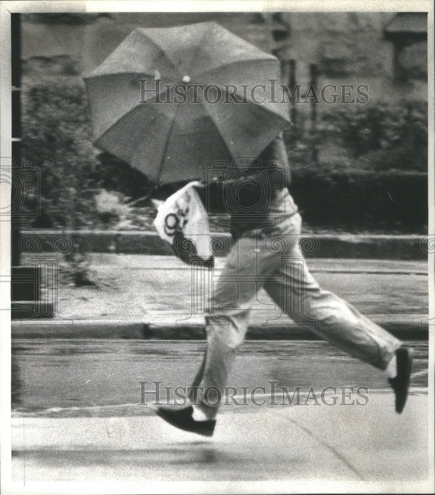 1978 Press Photo Umbrella toter dodge raindrops - RRU76511 - Historic Images