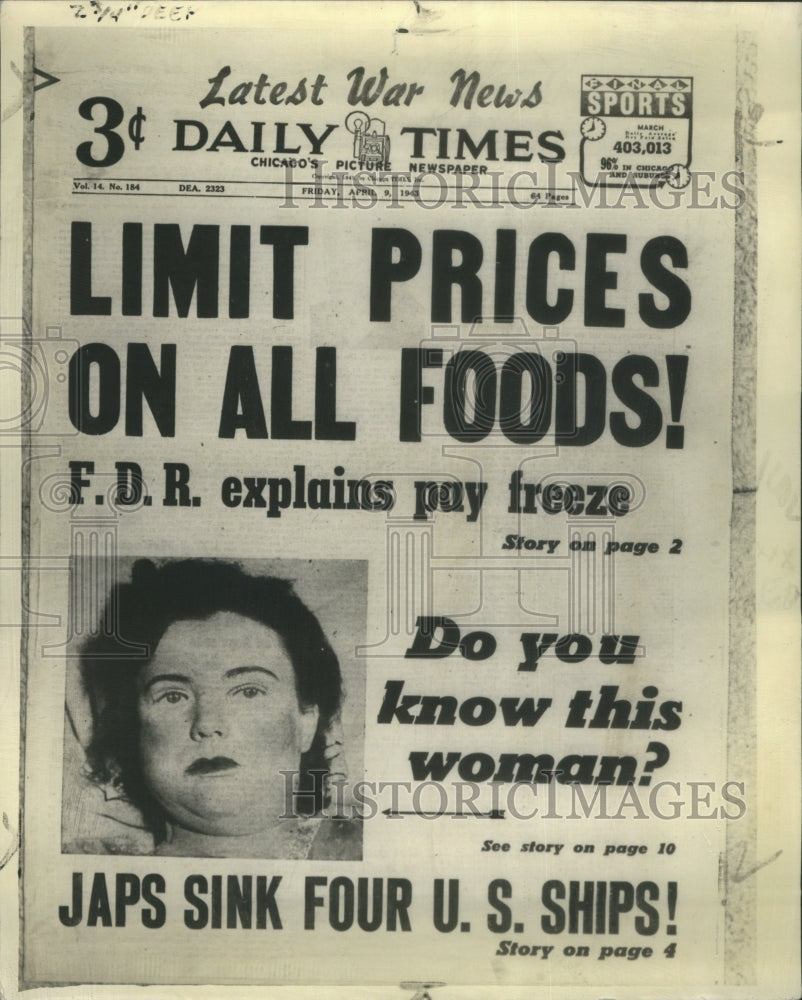 1943 Limit Prices All Foods Newspaper Times-Historic Images