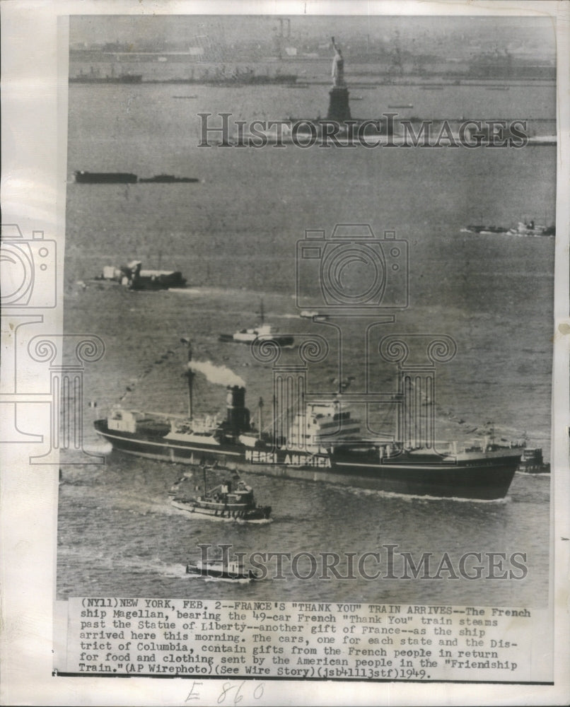 1949 French Ship Magellan Statue Liberty - Historic Images