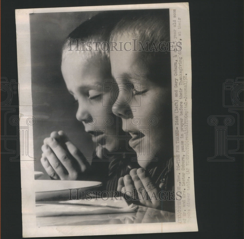 1958 Thanksgiving Dinner Prayer-Historic Images