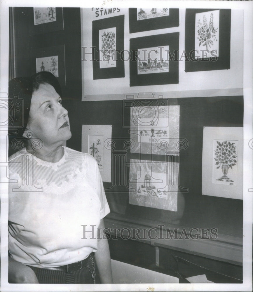 1952 Press Photo Berthe Marcotte Mitchell Stamp Art - Historic Images