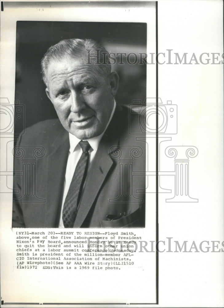 1972 Press Photo Floyd Smith President Nixon Labor - Historic Images