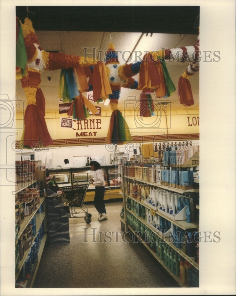 1993 Casa Del Pueblo Pinatas Mexico Sausage - Historic Images