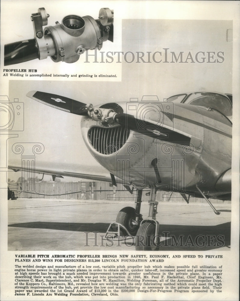 1947 Press Photo Pitch Aeromatic Propeller Hub - RRU80481 - Historic Images