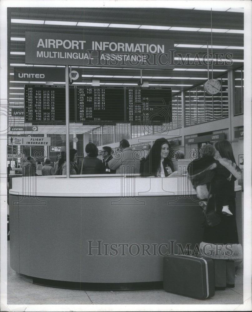 1975, Information Booth O&#39;Hare Airport - RRU80531 - Historic Images
