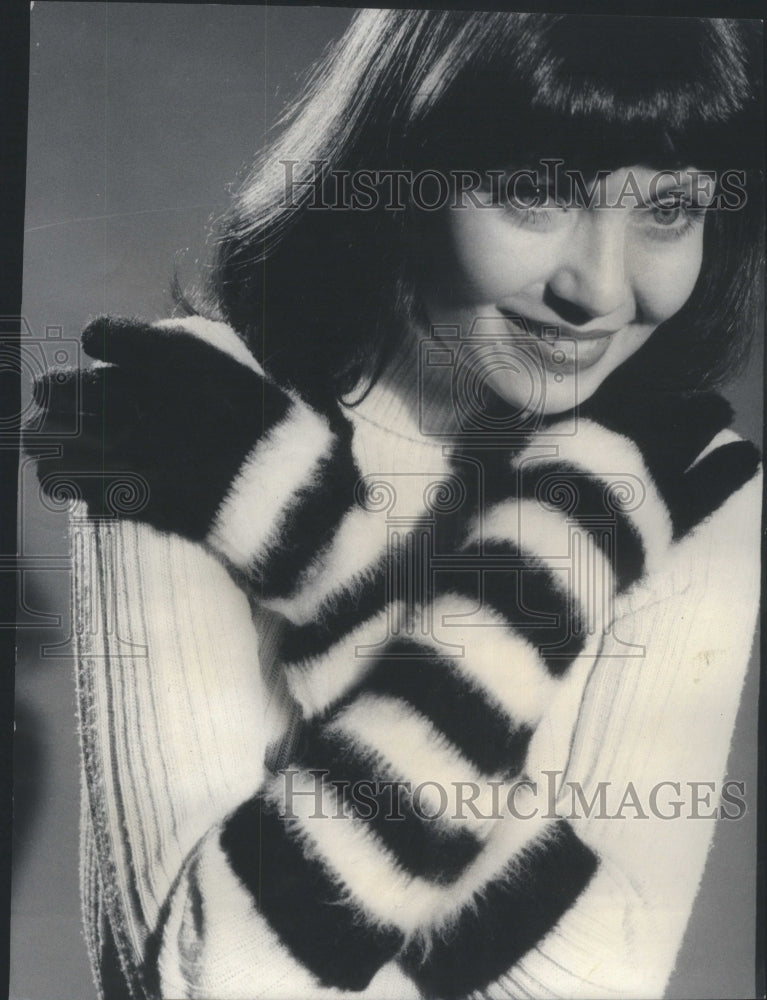 1975 Winter Womens Fashion Mittens Striped-Historic Images