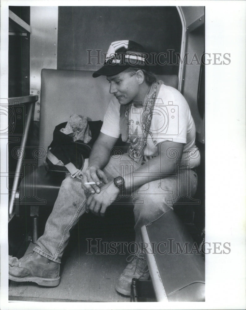 1990 Smoker On Train Before Puffing Ban-Historic Images