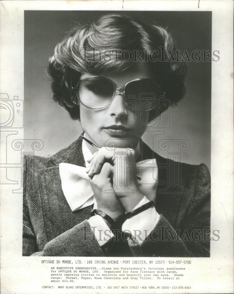 1977 Press Photo Von Furstenburg Parisienne sunglasses - Historic Images