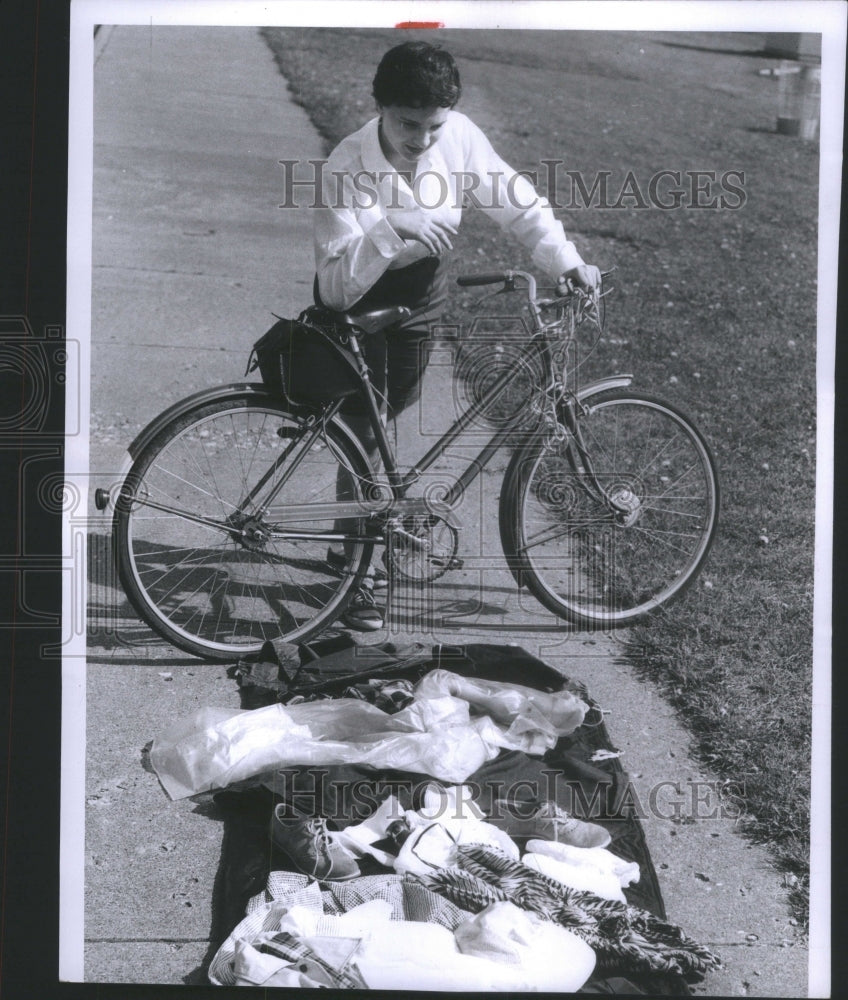 1956, Jackie Frusy Rides Bicycle In Detroit - RRU81361 - Historic Images