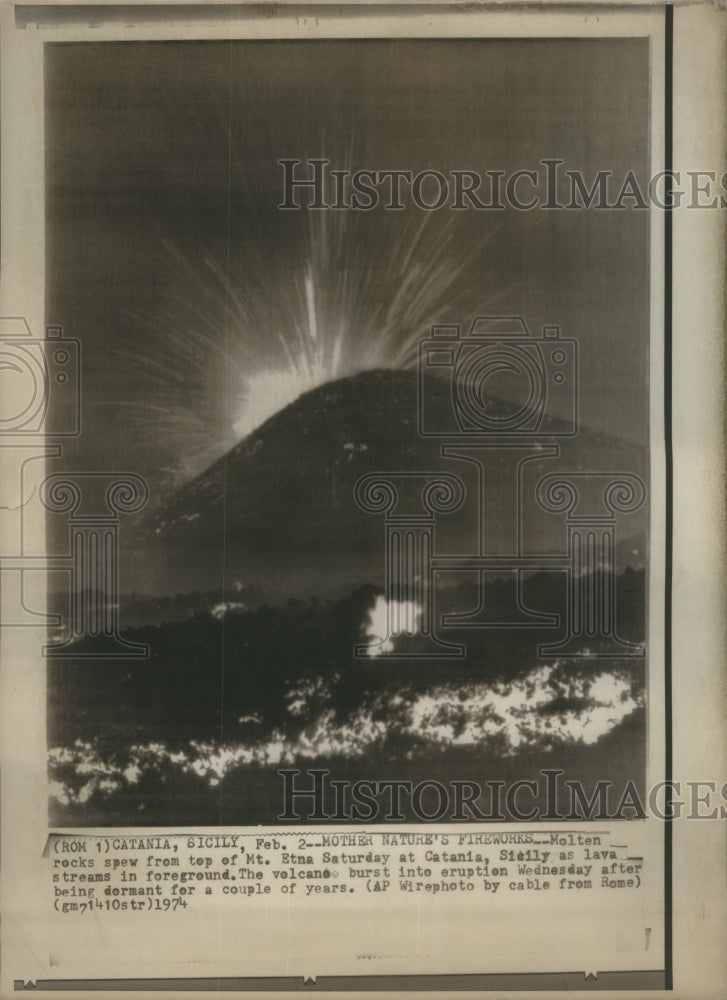 1974 Press Photo Volcano Mt. Enta Catania Sicily - RRU81887 - Historic Images