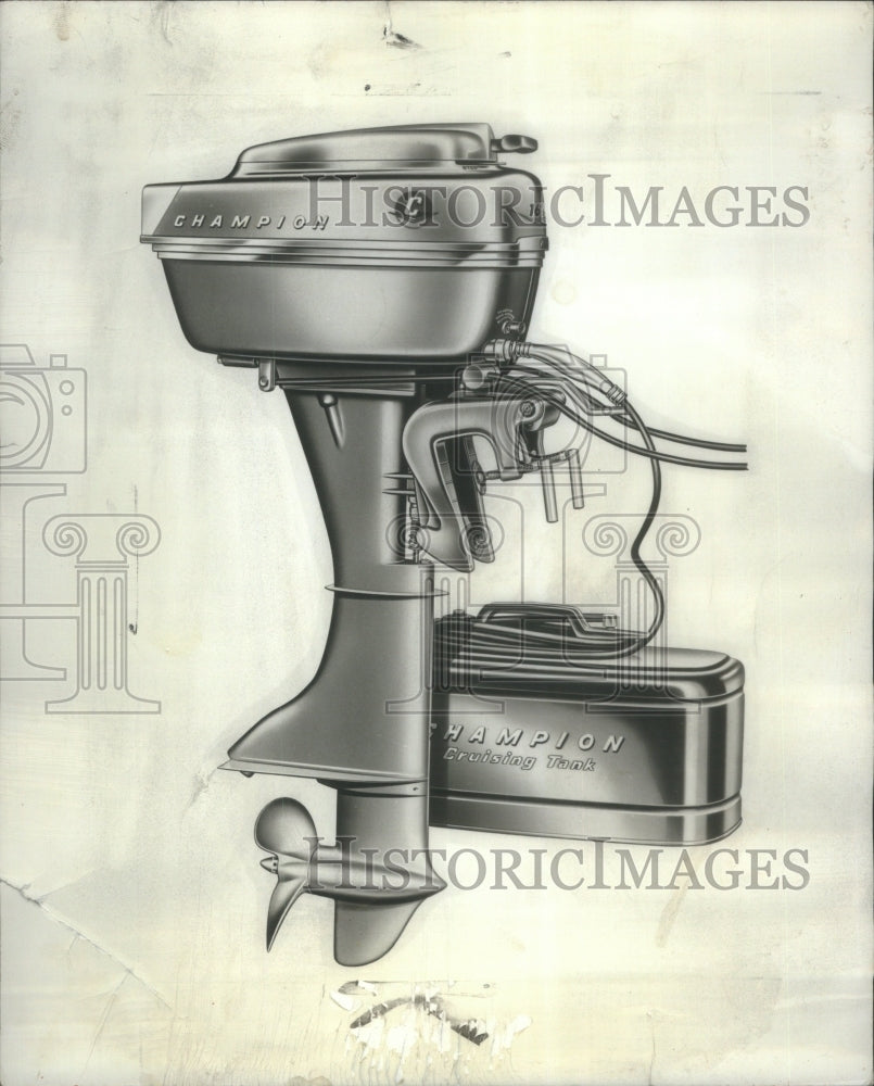 1955 Press Photo Champion Blue Streak Motor Horsepower - RRU82017 - Historic Images