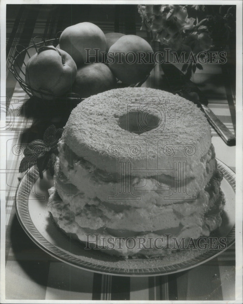 1975 Light Creamy Fresh Peach Mousse Cake  - Historic Images