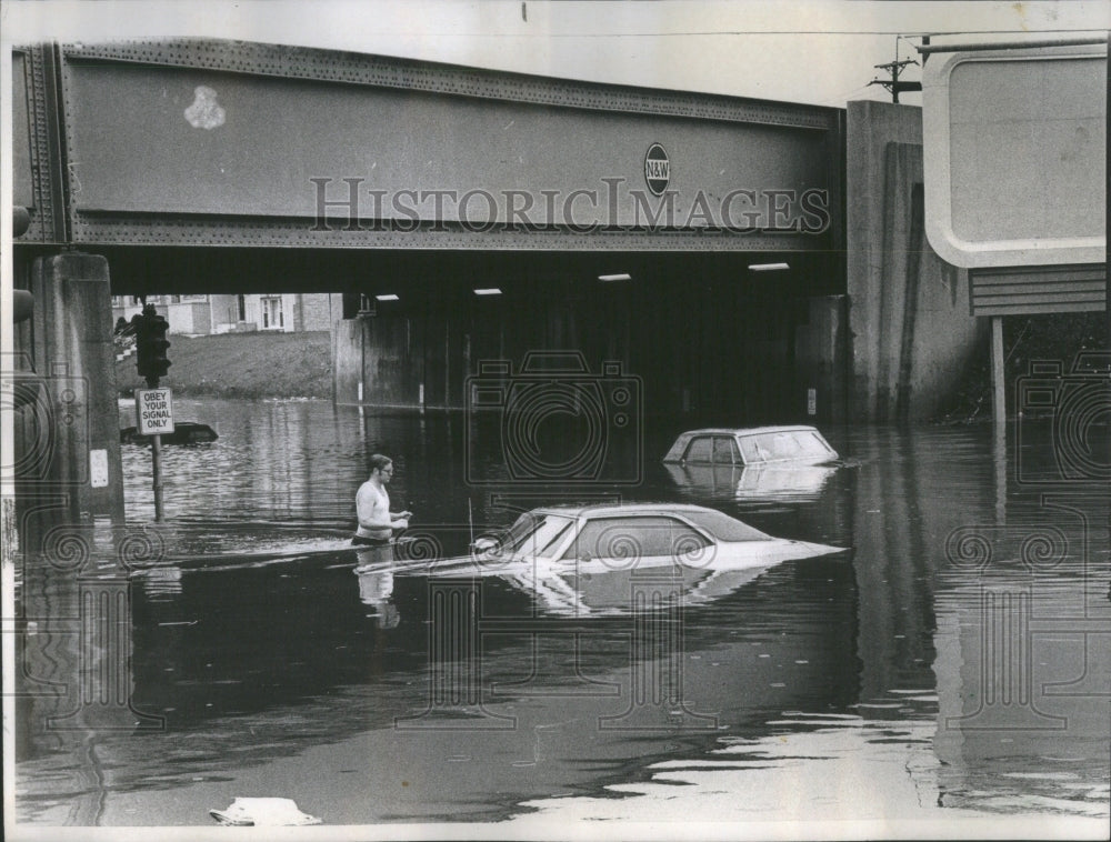 1970 Chicago Flooded Viaduct Drowned Cars  - Historic Images