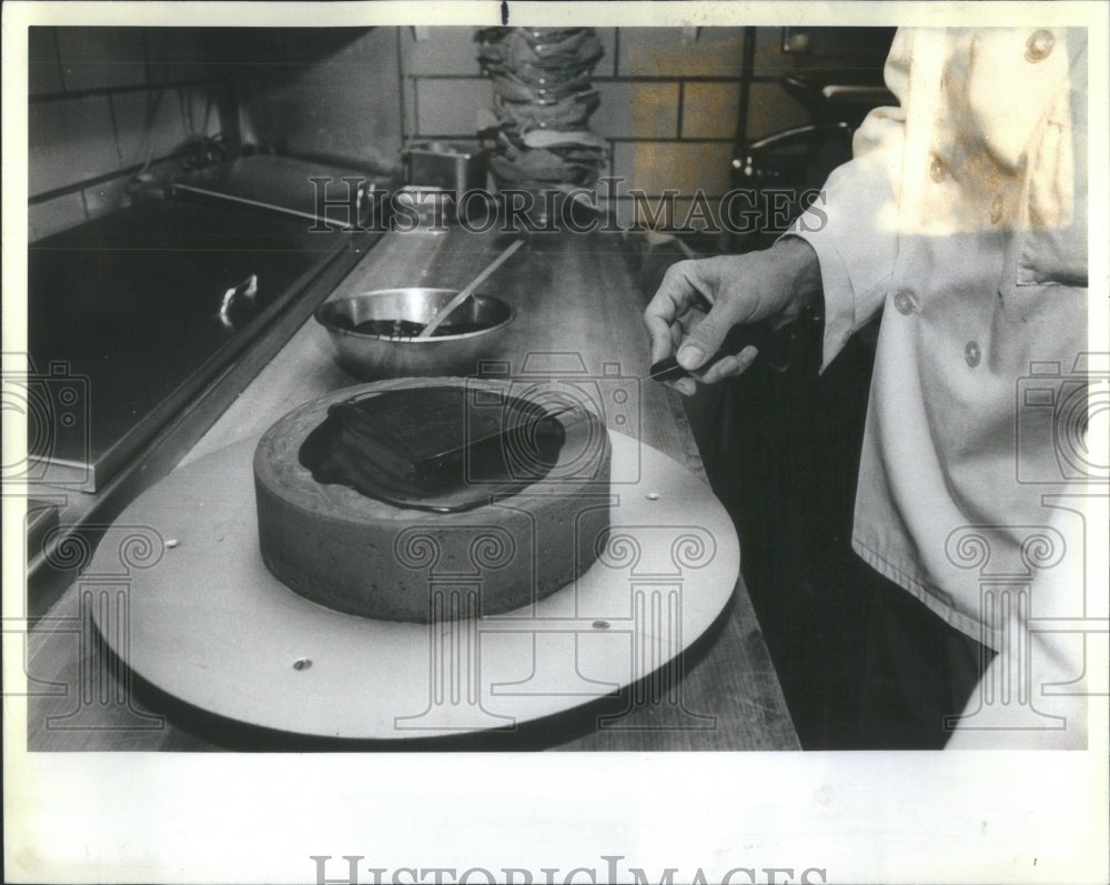 1982 Chocolate Mousse Cake Preparation  - Historic Images