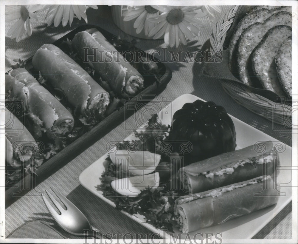 1967 Creamed Crab Ham Roll Slice Mushrooms  - Historic Images