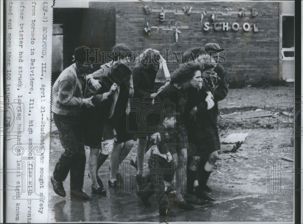 1967 Students Safety Tornado Twister Struck - Historic Images