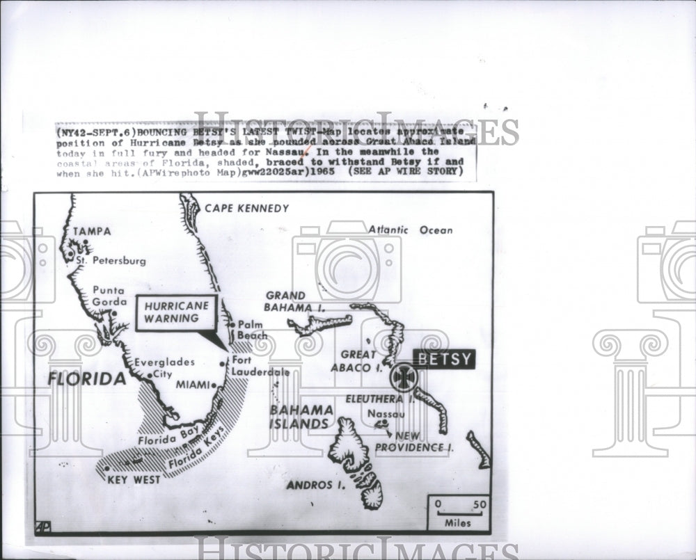 1965 Press Photo Map Hurricane Butsy Fury Full Nassau - RRU85289 - Historic Images