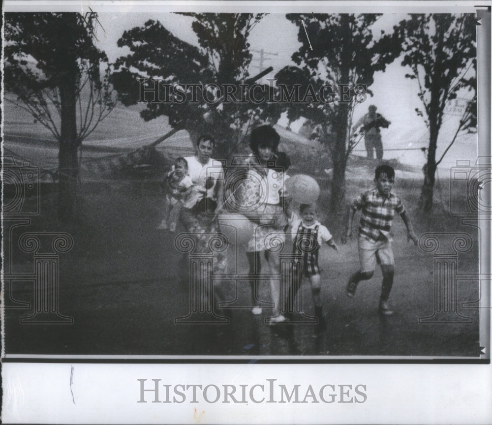 1969 Rain Storms Wisconsin children road - Historic Images