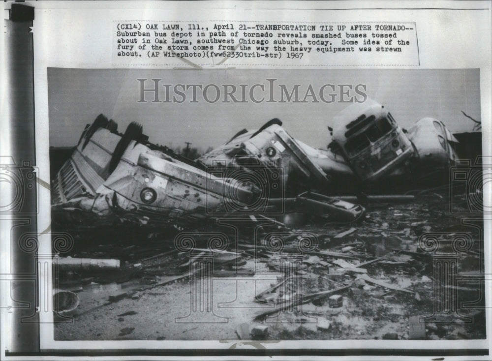 1967 Tornado Suburban bus depot smash Oak - Historic Images
