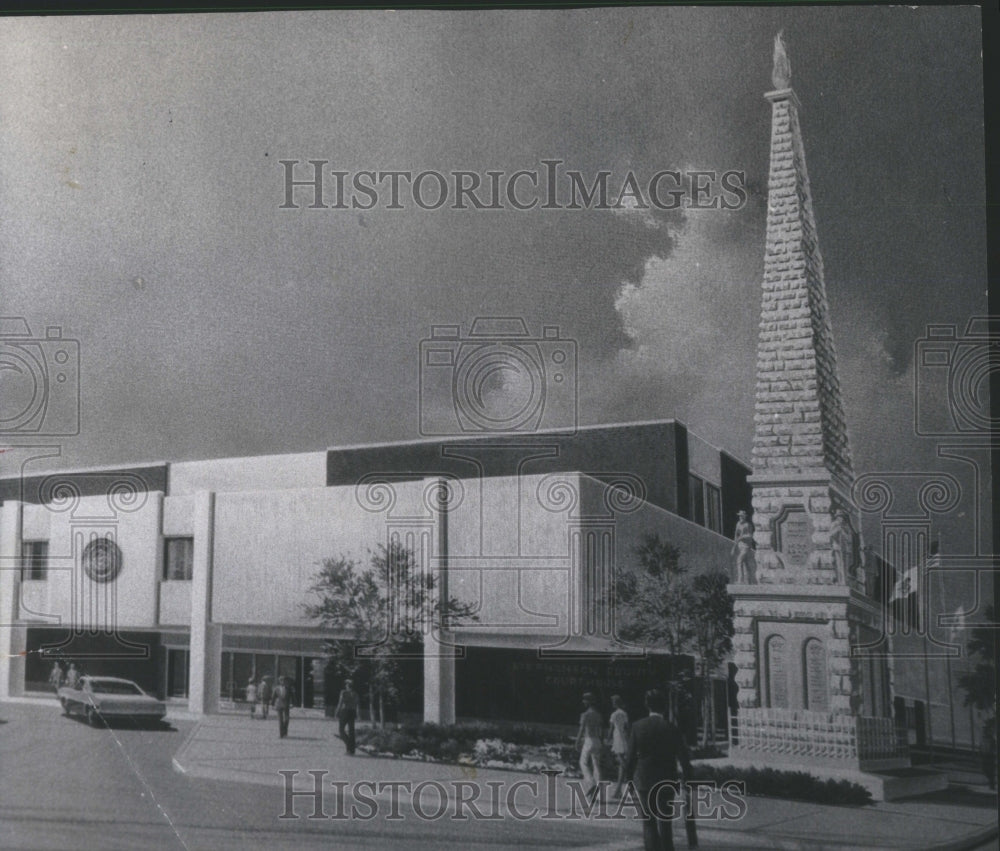 1974 Architect Drawing Court house Memorial  - Historic Images