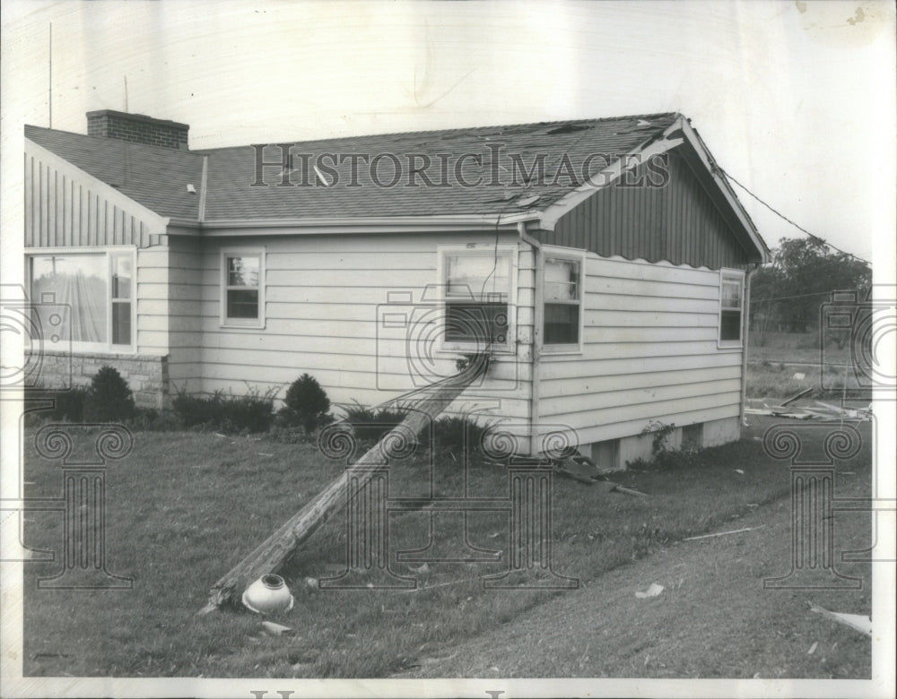 1959 Utility Pole Corners House Wires Night - Historic Images