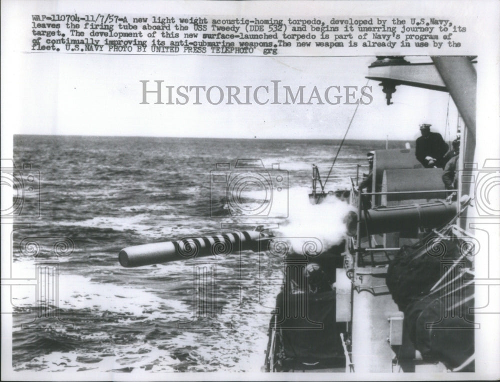 1957 Torpedo US Navy Aboard USS Tweedy New - Historic Images