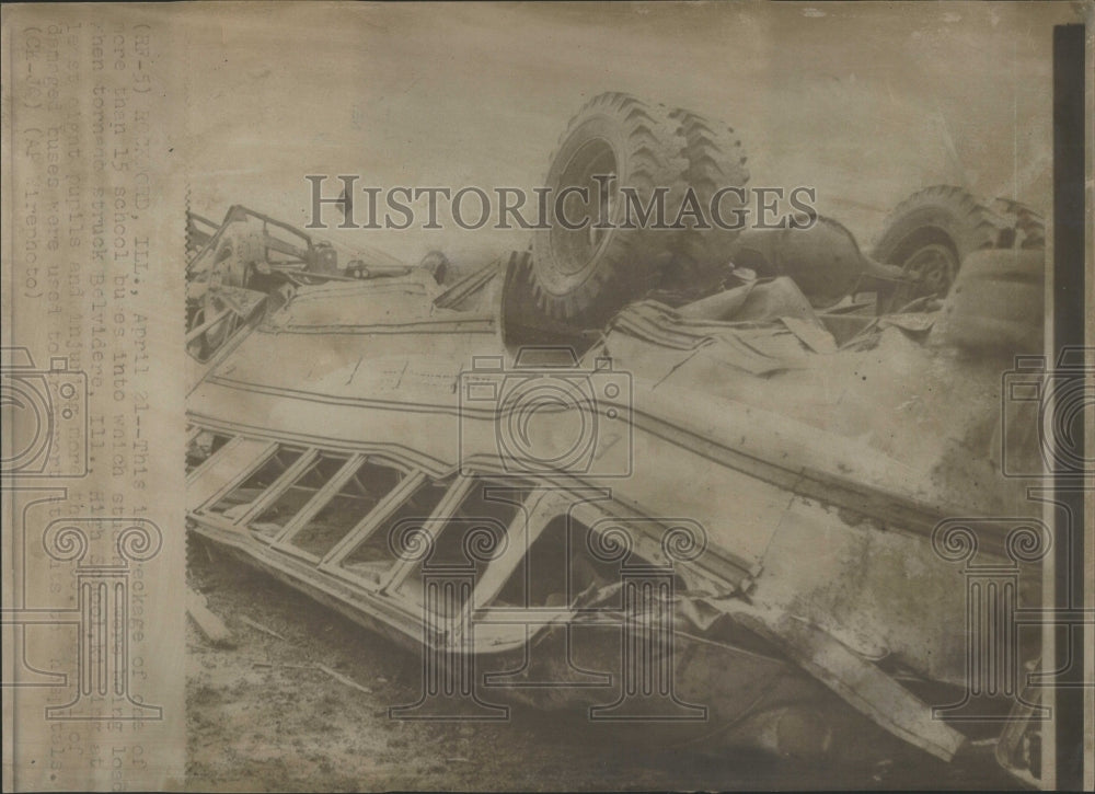 1967 Tornado Belvidero Wrecked School Bus - Historic Images