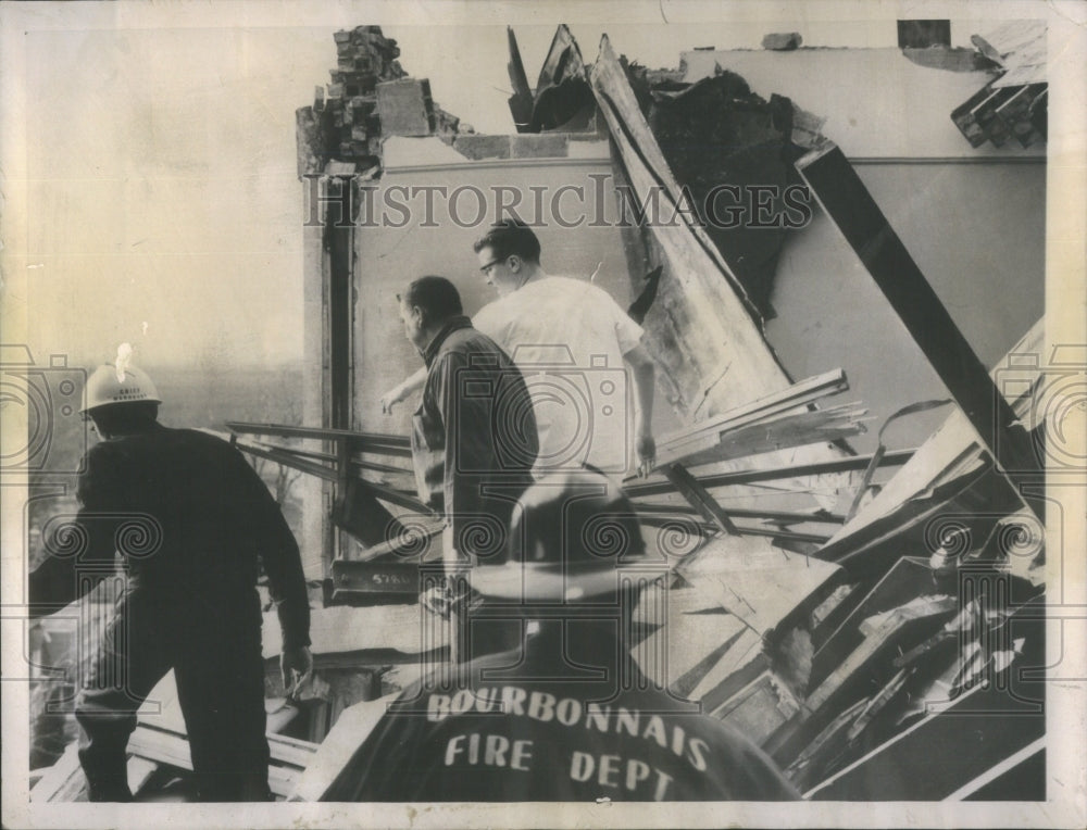 1963 Bourbonnais Wrecked College Building - Historic Images