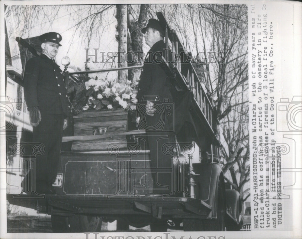 1931 John Clark Year Coffin Fire Truck - Historic Images