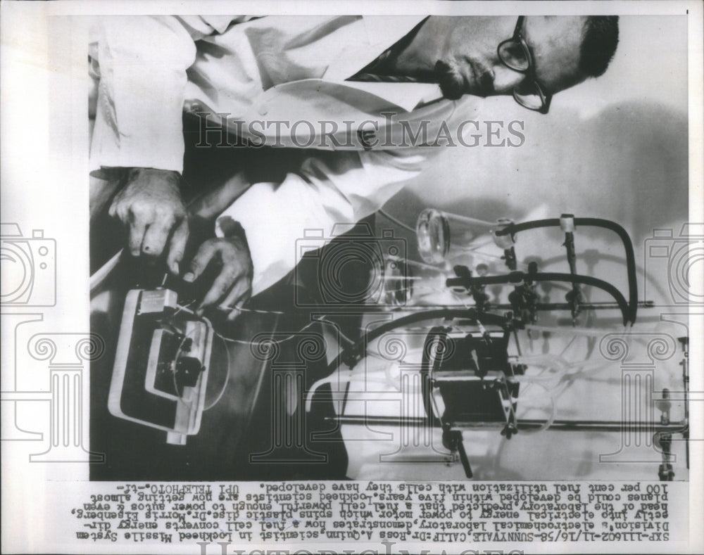 1958 Press Photo Ross Quinn Missile System Fuel Cell - Historic Images