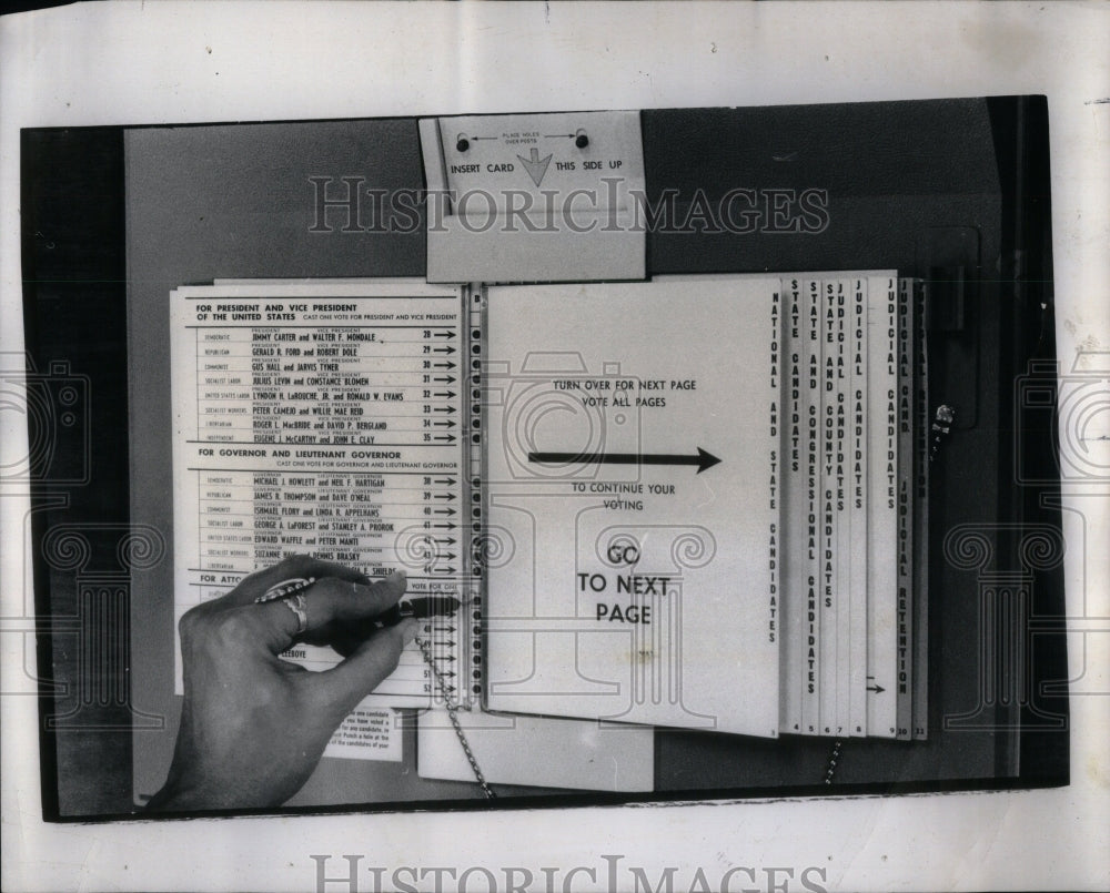 1976, Stylus Votomatic Voting Machine Voter - RRU87481 - Historic Images