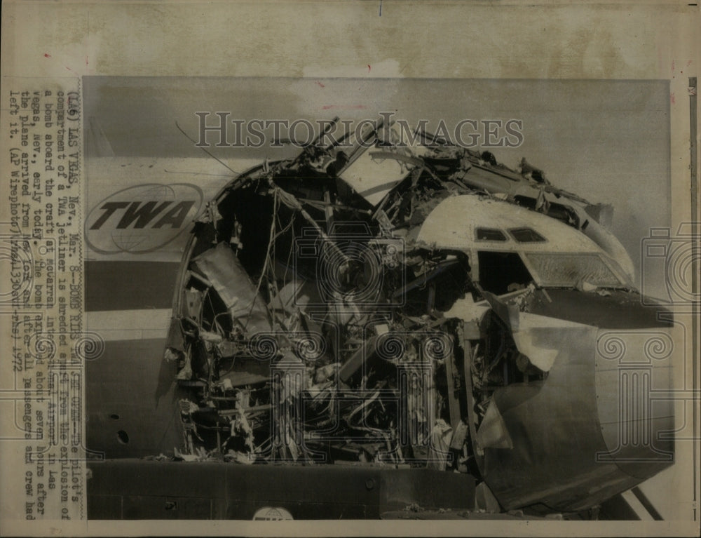 1972 Press Photo Bomb Rips Jet open - Historic Images