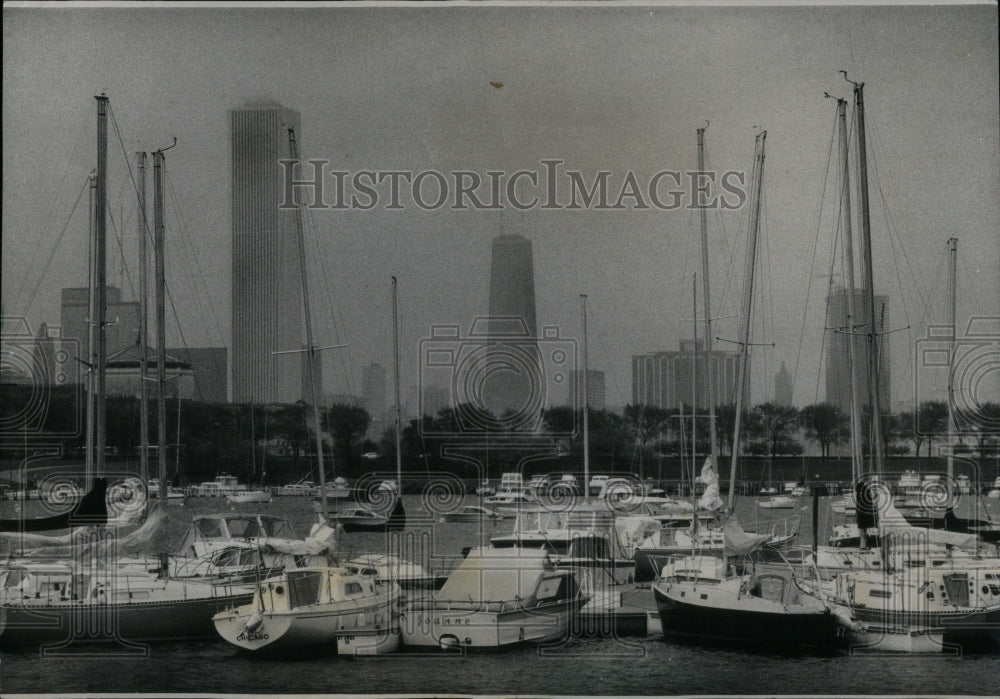 1974 Boats Crowed Berth  Burnham Harbor - Historic Images