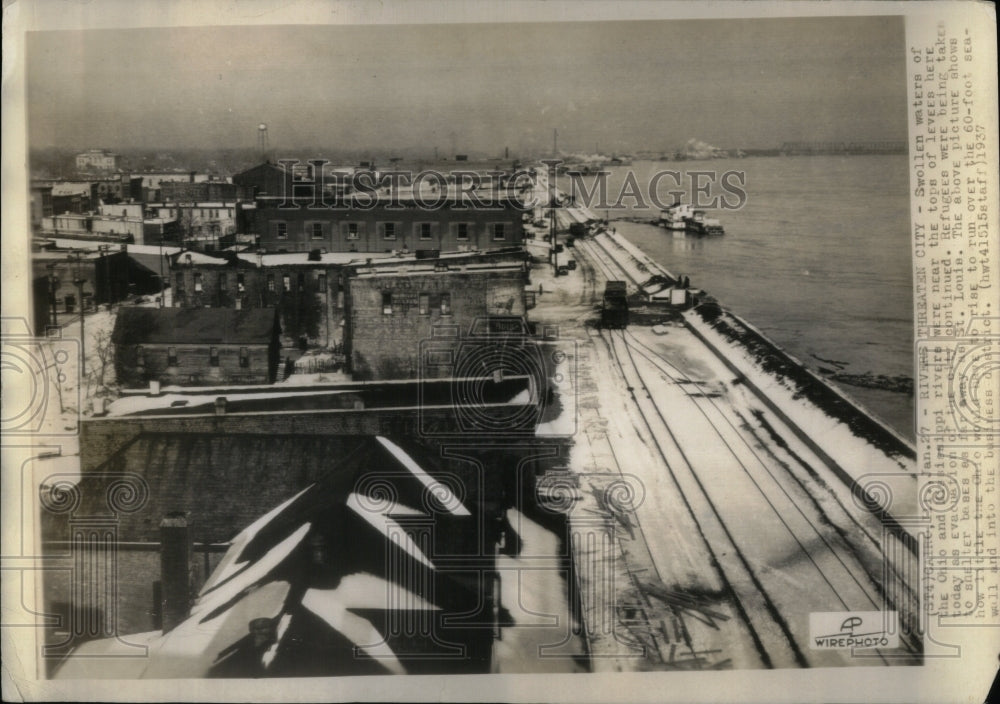 1937 Press Photo Floods at Ohio &amp; Mississippi rivers - Historic Images