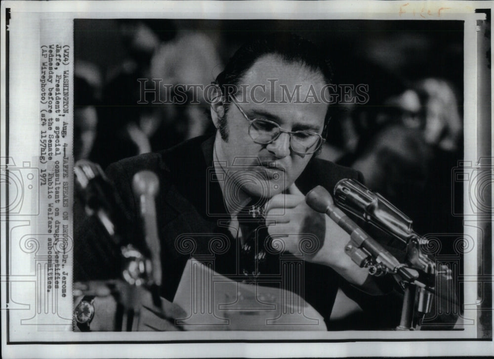 1971 Dr Jerome Jaffe Speaks Drugs President - Historic Images