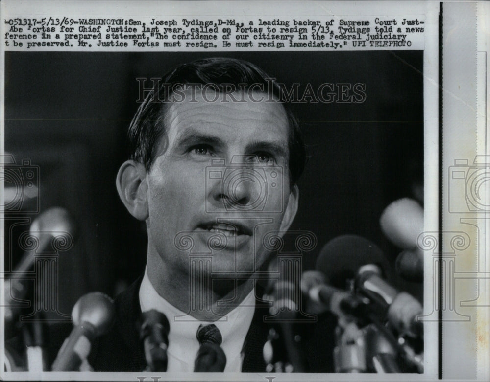 1969 Sen. Joseph D. Tydings resign Fortas - Historic Images